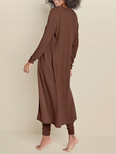 Image of Eurivicy Womens Lounge Set Waffle Knit 3 Piece Pajama Sets Tank Tops Loose Pants with Long Cardigan Loungewear 2026