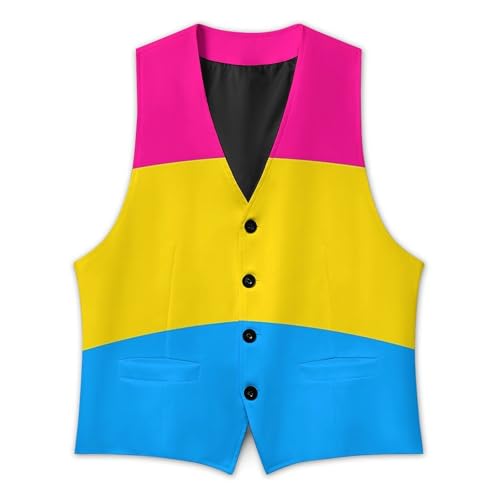 Pansexual Pride Flag Men's Suit Vest Slim Fit V-Ncek Waistcoat Business Casual Vest3