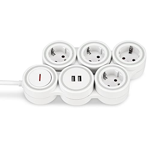 Multiprise flexible de haute qualité REV SupraFlex 4 prises et 2 USB finition blanche - 3