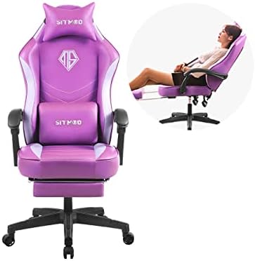 Sitmod Purple Gaming Chair Recliner Dwelling Workplace Chair with Therapeutic massage Pc Chair Gaming Chairs Ergonomic Chair ergonomics for Snug Trendy seat Work Comfortable Wheels Trendy Lady Bed room Chair