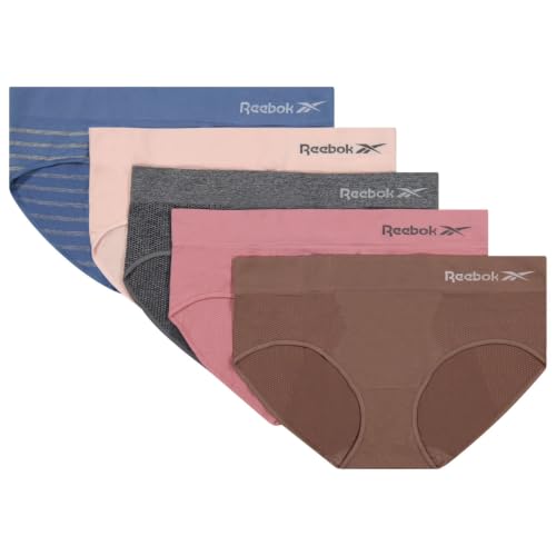 Image of Reebok Hipster Panties for Women - 5 Pack Stretch Performance Seamless Underwear with Relaxed Tagless Waist (XS-XXL) - Soft Tones Medium