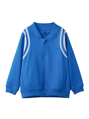 Image of The Souled Store Novel Blue Boys and Baby Boys Long Sleeve Zipper Front Cotton Varsity Jackets