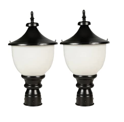 LIODOR Waterproof Outdoor Gate Pillar Light (Pack of 2) | PP & Metal Decorative Light for Boundary Pillars, Garden, Balcony & Home Entrances | B22 Holder | Black Powder-Coated Finish-image-36