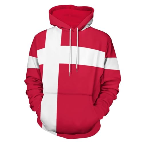 Sweat à capuche drapeau danois homme femme haut ample avec poche