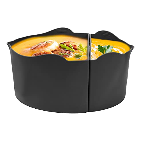 2 in 1 Silicone Slow Cooker Liners Divider, Grey Slow Cooker Divider Liner Fits for Crock Pot 6 QT Heat Reusable Leakproof and Easy Clean Cooker Divider Liner for Oval Pot