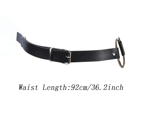 Women's Punk Rocker Grommet Leather Waist Belts with Metal Chains Tassel Adjustable Buckles Black Garter Harness2