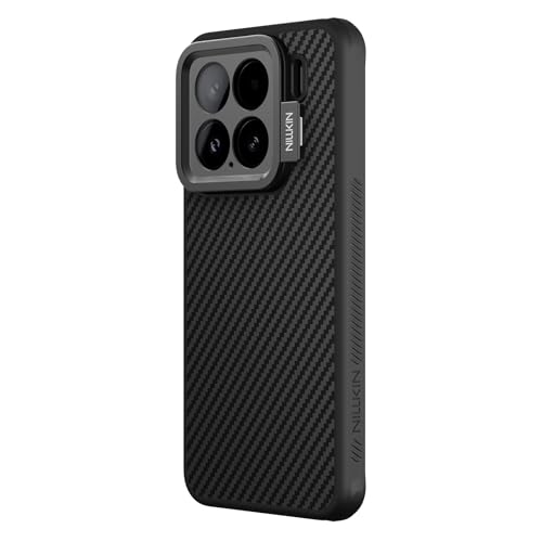 Image of Nillkin Case for Xiaomi Mi 15 (6.36 inch Inch) Carbo Prop Magnetic (Works Mag Safe) Flip Lens Camera Visible Mobile Holder Media Aramid Fibre + TPU Soft Edge 360 Protect Black Color