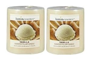 Set of 2 Luminessence Vanilla Scented Pillar Candles