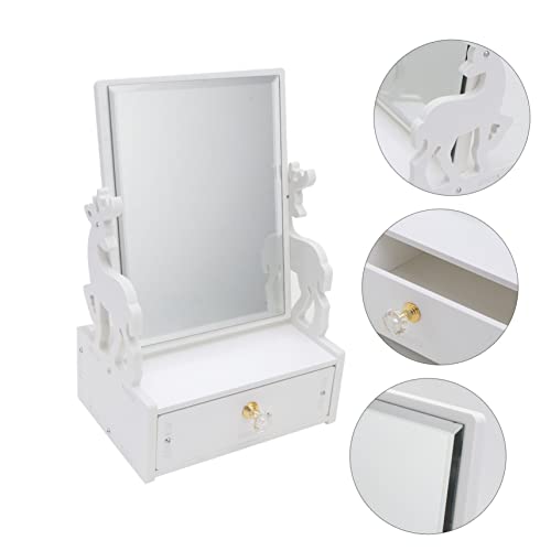 Espejo de maquillaje de tocador con cajón giratorio miniatura 4