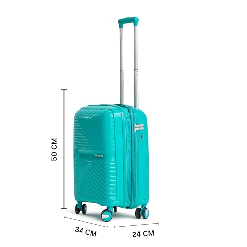 Image of 2 Pc Set 50 cms & 70 cms- Small (Cabin) & Large Polypropylene 360 Degree 8 Wheels Trolley Bag for Travel Hard Case Luggage, Combination Lock with 3 Yrs Warranty (Teal)
