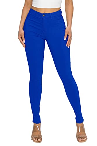 Premium Denim Jeans for Women High Waisted-Rise Colored (Royal Blue, L)