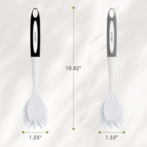 Image of Amazer Dish Brush, 2 Pack Dish Scrubber with Handle, Kitchen Dishes Brushes, Scrub Brush with Stiff Bristles for Cleaning, Sink, Pots, Pans