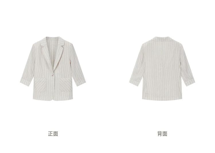 Bazers for Women Straight Thin Casual Blazer Women Spring Female Notched Three Quarter Sleeve Suit Jacket Overcoat3