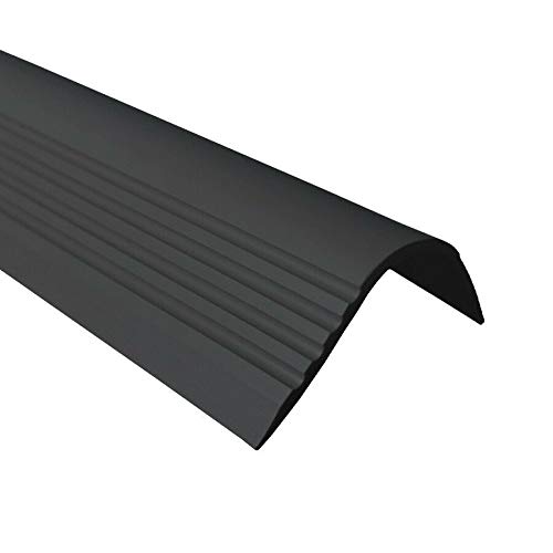 RGPT 52x40mm Bullnose Stair Anti Slip Nosing 46.45" 1.18 Meters Length PVC Rubber Angle Step Edge TMW Profiles (Black) (Blackk)