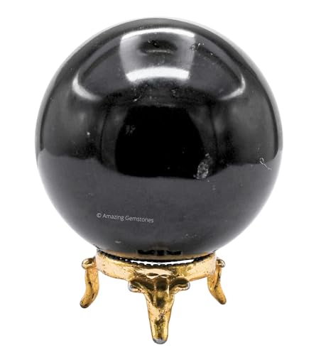Black Tourmaline Crystal Ball with Stand - 2.5