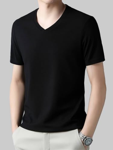 Image of TAGDO Men's Solid Color V-Neck Short Sleeve T-Shirt (2033)