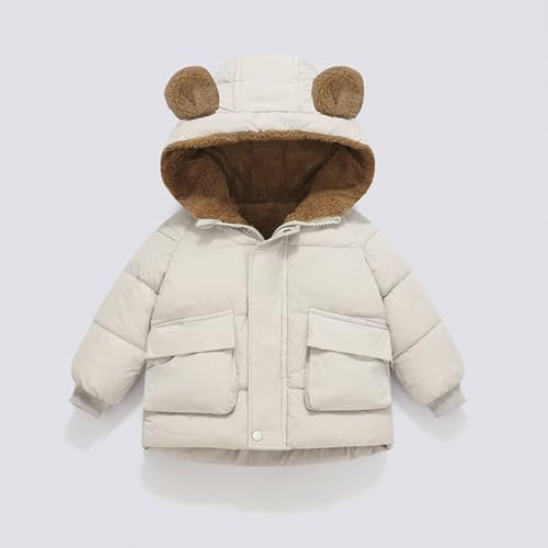 Toddler Puffer Jacket Fleece Bear Hooded Long Sleeve Heavyweight Kids Winter Coat Girls Zip Up Thermal Fall Jackets3