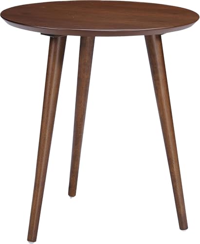 Image of WOODSOME Solid Wood Round Side Table | Modern Wooden End Table for Living Room, Bedroom & Balcony | Coffee Table with Sturdy Legs | 46 cm Diameter x 45 cm Height