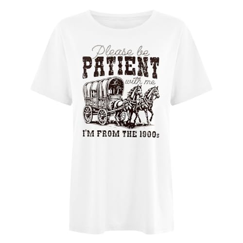 T-shirt à manches courtes pour femme T-shirts d'été décontractés pour femmes Imprimé Lettre ample Col rond T-shirt à manches courtes Top Chemisiers...