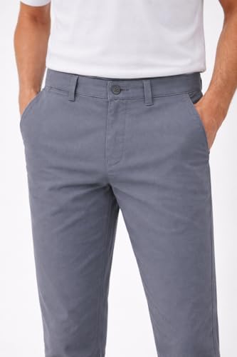 Image of DENRO Men's Slim Fit Cotton Stretch Trousers | Smart Casual & Workwear Pants for Office Use | 98% Cotton 2% Spandex Fabric | Mid-Rise Tailored Fit | Sizes 28-38