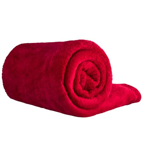 Clinotest XL Kuscheldecke flauschig 150x220cm - Kochfest ohne Einlaufen oder Fusseln - warme Wohndecke in Rot - auch als Sofadecke, Tagesdecke, Microthermaldecke, Fleecedecke nutzbar im Winter