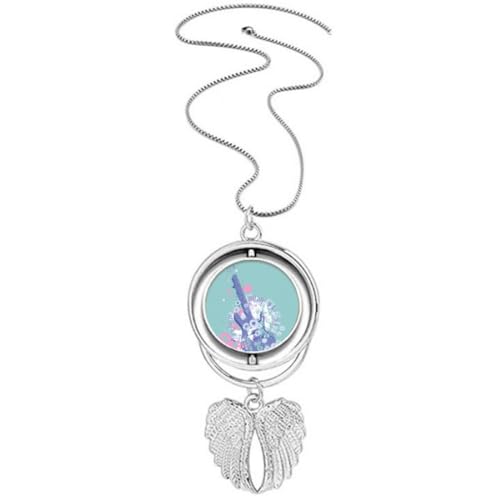 Collier pendentif ailes d'ange et guitare en acier pour passionnés de musique