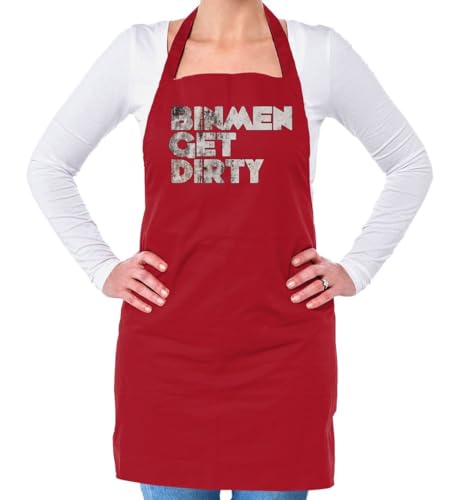 Dressdown Bin Men Get Dirty - Unisex Adult Kitchen/BBQ Apron - Red - One Size