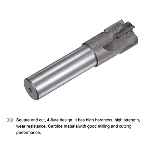 Image of uxcell Square Nose End Mill, 25mm Cutting Dia Tungsten Carbide Tip 4 Straight Flutes Milling Cutter with 20mm Straight Shank