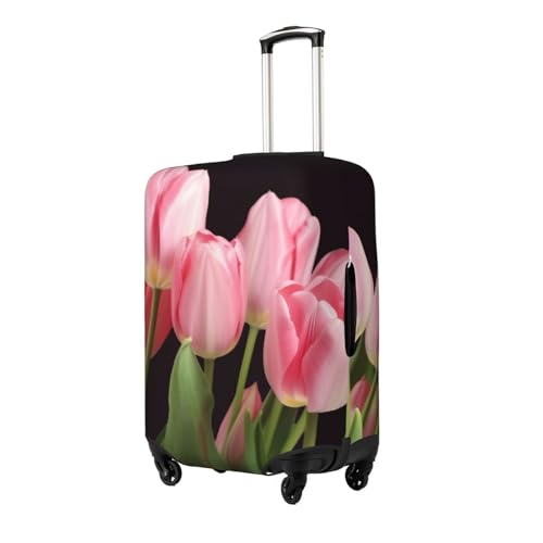 pink tulips Luggage Cover Washable Stretch Suitcase Protector Anti-Scratch Travel Luggage Sleeve Elastic Baggage Cover Fits 18-32 Inch2