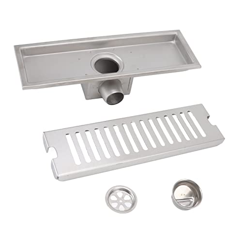 Drenaje Lineal para Ducha de 30x9,9 cm, Rejilla de Acero Inoxidable Cepillado, Válvula Antirretorno para Baño y Cocina - Drenaje Rápido, Previene Olores, Fácil Limpieza e