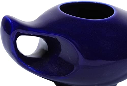 Image of PAXMAX Porcelain Ceramic Neti Pot for Sinus, Jal Neti pots for Nasal Cleansing, Nose congestion and Passages Jala kriya (Blue)