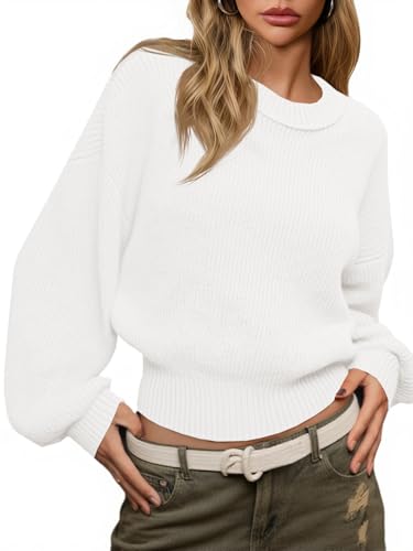 Image of Saodimallsu Womens Batwing Long Sleeve Sweaters Casual Crewneck Loose Chunky Knit Fall Pullover Tops