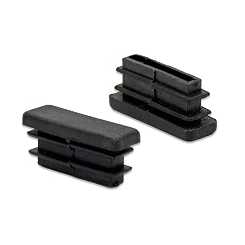 Image of Flyshop 8 Pack Black Chair Glide Inserts Plastic Plugs Rectangle Pipe Tubing End Caps 10 x 30 mm, 3 /8 inch x 1-3 /16 inch