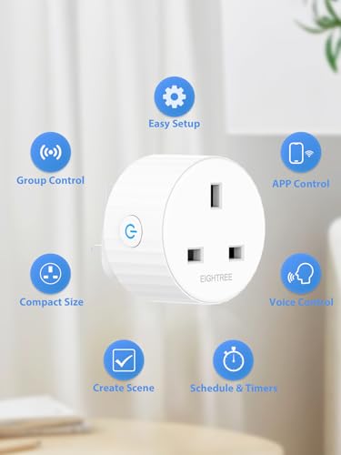 EIGHTREE Smart Plugs with Energy Monitoring, WiFi Smart Sockets with Remote Control and Timer, 2.4GHz Wi-Fi, 13A, 4 Pack - Alexa & Google Home Compatible - Image 3