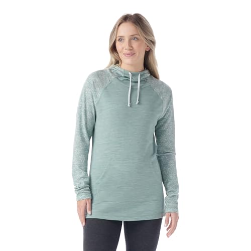 SmartWool Womens Thermal Merino Drape Neck Hoodie Arctic Green