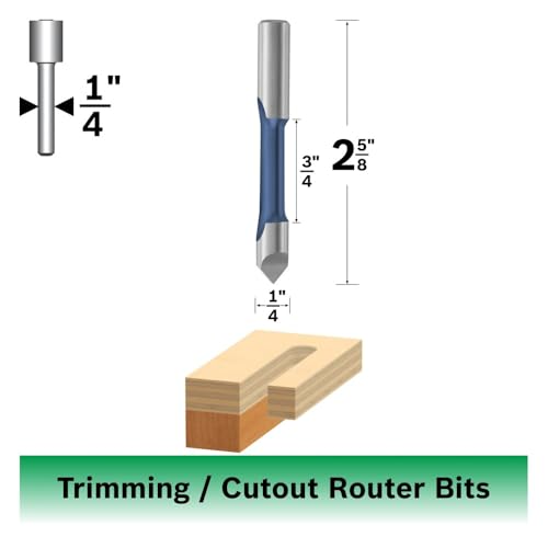 Bosch 85146 1/4 in. x 3/4 in. High Speed Steel 1-Flute Pilot Panel Straight Bit - image 2