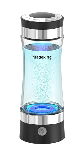 GOSOIT Hydrogen Water Alkaline Glass Bottle with Beautiful LED Indicator,Content Up to PH of 7.5-9.0 Hydrogen Water Generator/ Bottle with SPE Membrane for Sports and ravel
