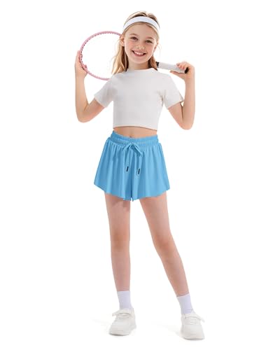 Image of Witwot Butterfly Shorts Girls, 2-in-1 Teen /Kids Girl Flowy Athletic Skort