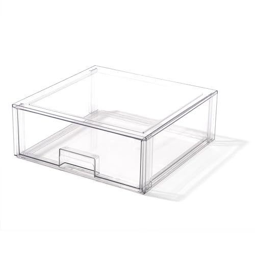 BINO | Stackable Storage Drawers, X-Large - Clear | THE CRATE COLLECTION | Storage Bins With Drawers | Bathroom Organizers | Under Sink Organizer | Vanity Cabinet Home Organization