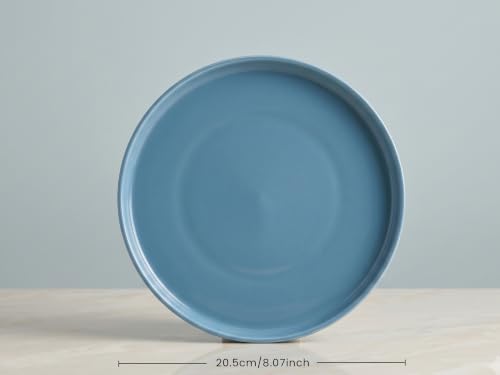 Image of Bodhi House 4-Piece Ribbed Porcelain Quarter Plate Set, 4 Quarter Plates, Chip Resistant, Lightweight, Microwave & Dishwasher Safe Crockery Set for Home, Dining & Gifting