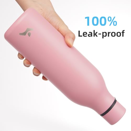 Image of Konokyo Insulated Water Bottle with Strap,25 oz Double Wall Stainless Steel Vacuum Bottles Metal Water Flask,Light Pink