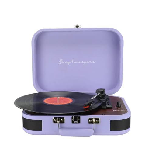 PRIXTON Tocadiscos de Vinilo Vintage VC600, Reproductor de Vinilos y Música por Bluetooth y USB, Digitalización de vinilos, 2 Altavoces Incorporados, Diseño de Maleta, Color Lila