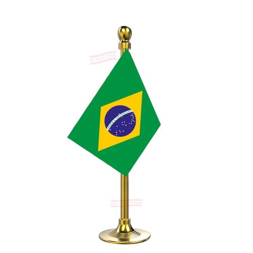 Image of The Flag Company Country flag for car dashboard | 2x3 Inch Flag with Elegant Golden Base & Pole | Car Dashboard Flag (Brazil)