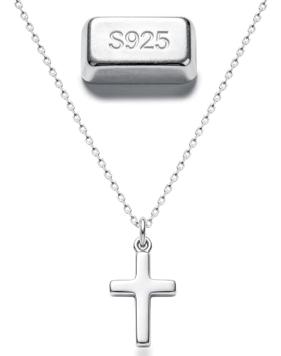 Image of YOUFENG Jewellery Silver Tiny Cross Pendant Necklace for Women Simple Cross Necklaces Birthday Gifts for Women Girl Fashion Jewelry