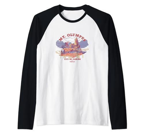 Disney Hercules Mt. Olympus City Of Clouds Raglan Baseball Tee, Black