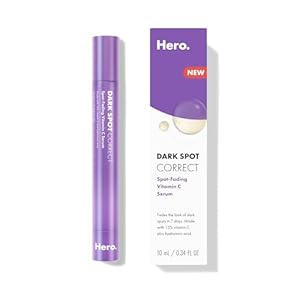 Hero Cosmetics Dark Spot Correct Spot-Fading 15% Vitamin C plus Hyaluronic Acid Serum. Improves the Look of Post Blemish Marks in 7 Days. Twist Applicator and Rollerball Tip for Easy Application. 10mL