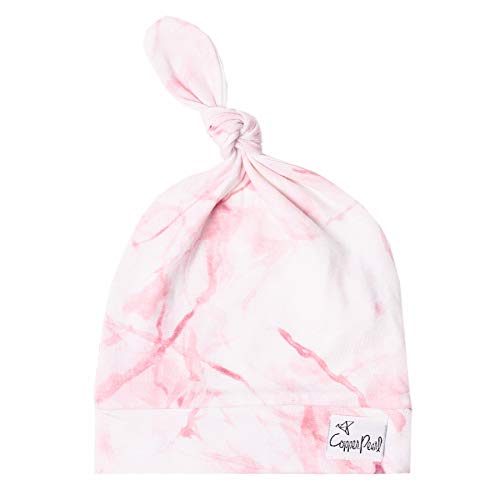 Image of Copper Pearl Baby Beanie Hat Top Knot Stretchy Soft Roxy