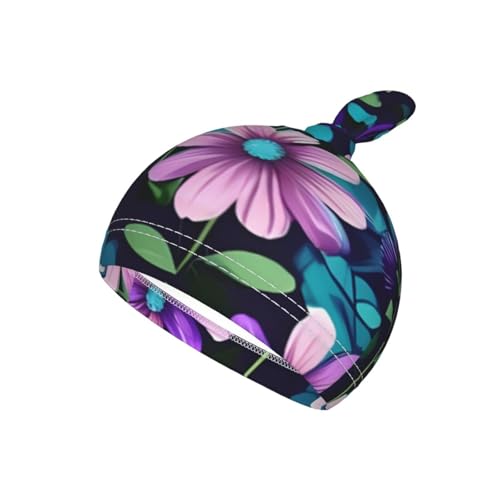 Purple Camellia Print Newborn Swaddle Blanket with Beanie Set, Soft Baby Sleep Sack Receiving Wraps, for Boy Girl3