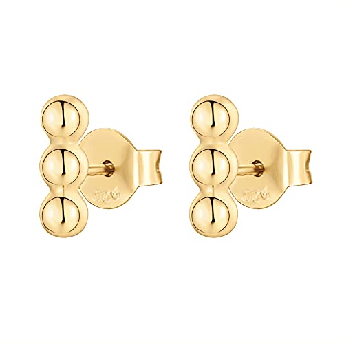 Pavoi 14K Yellow Gold Plated 925 Sterling Silver Post Beaded Bar Stud Earring | Womens Dainty Stud Earrings | Trendy Womens Earrings #TOP2