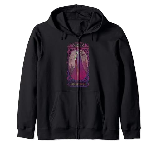 Sweat à capuche zippé Maléfique de Disney motif carte de tarot magique pour adulte